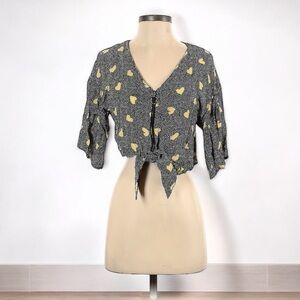 TopShop Hearts Crop Tie Blouse l SIZE 2